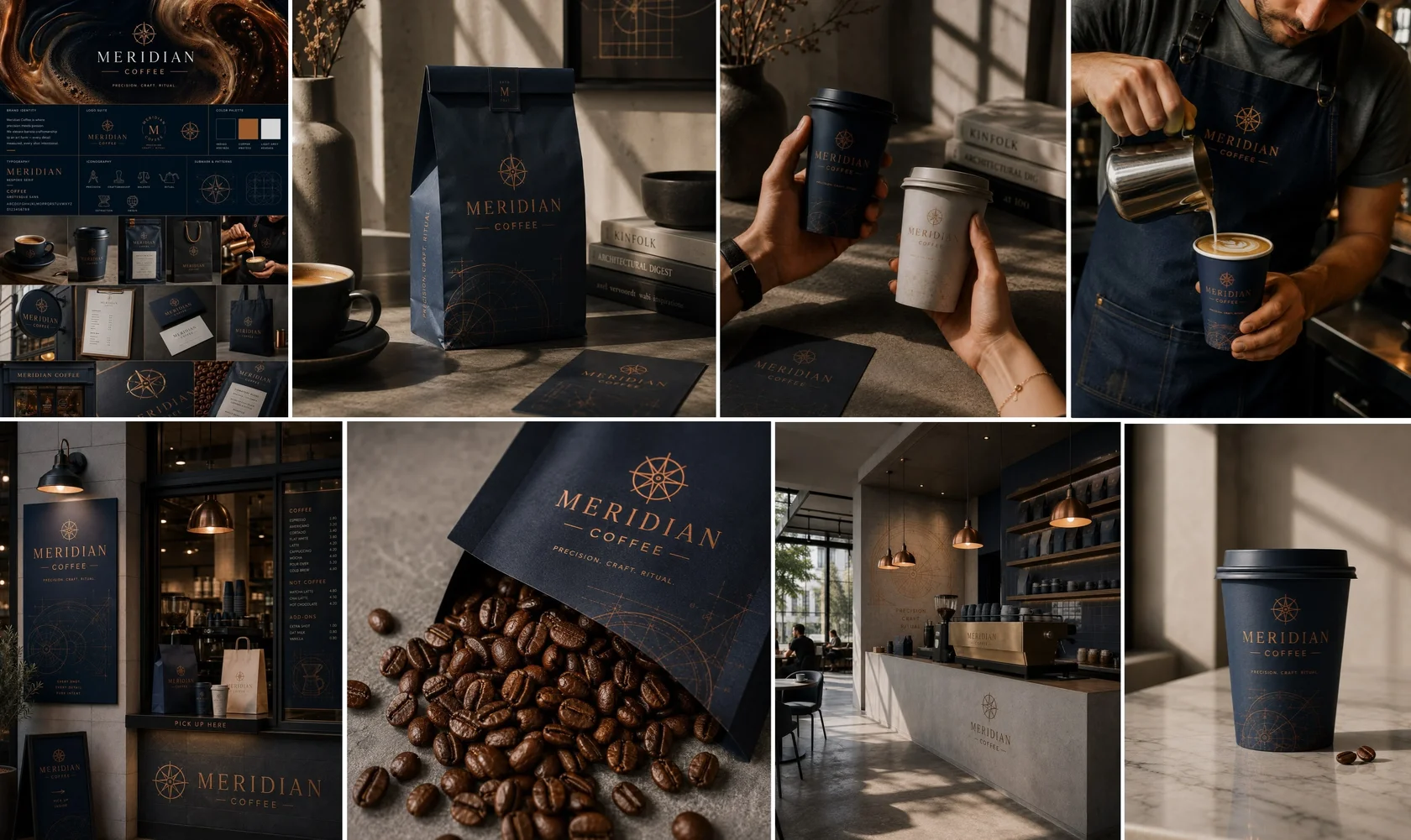 Coffee packaging menus signs cups and social assets generated as one consistent GPT Image 2 brand system