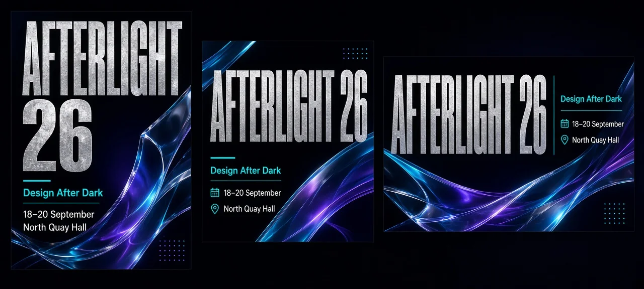 Grok Imagine Image 2.0 readable poster system for the fictional Afterlight festival