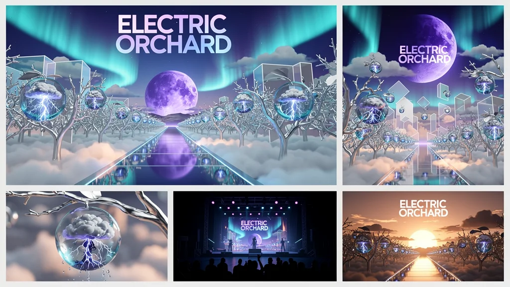 Electric Orchard surreal music visual generated with FLUX 2 Pro