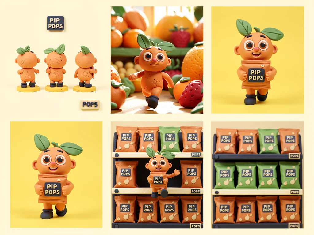 PIP POPS clay mascot campaign generated with FLUX 2 Pro