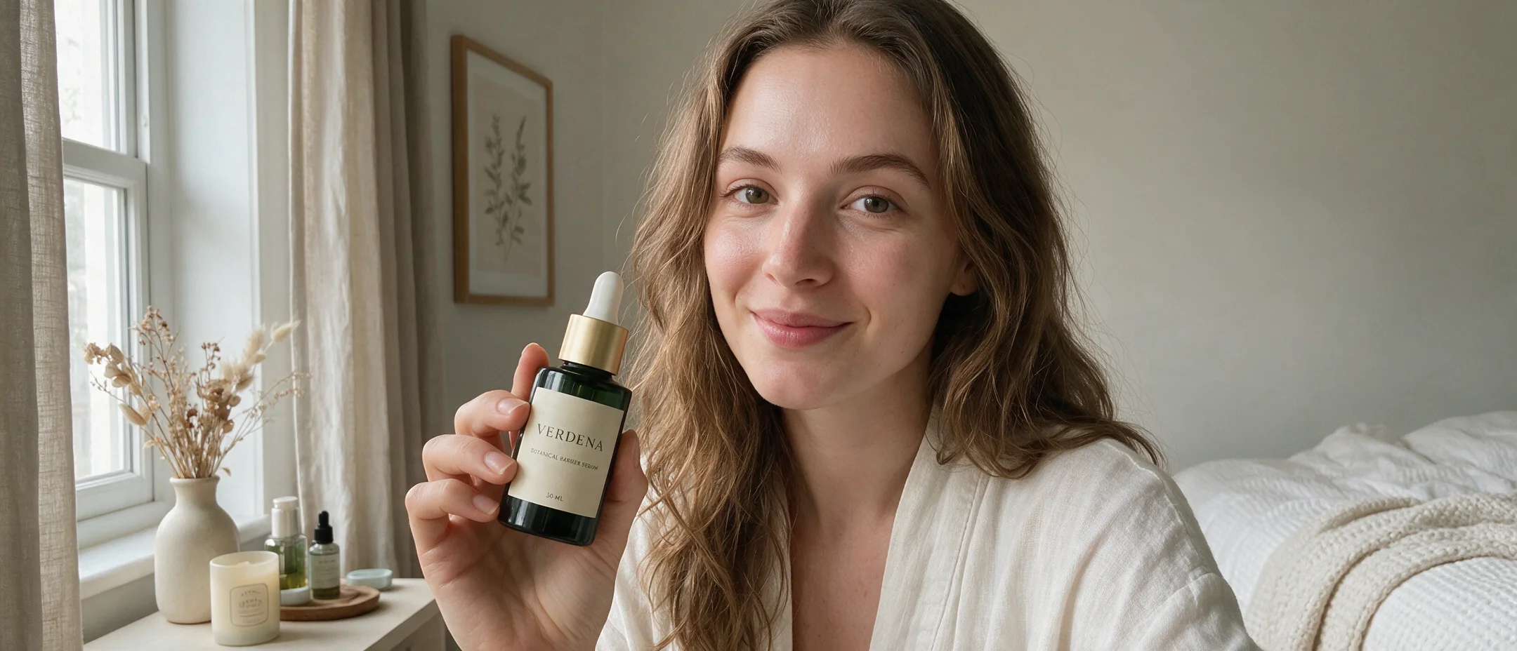 Seedream 5 creator-style UGC skincare visual with a fictional product