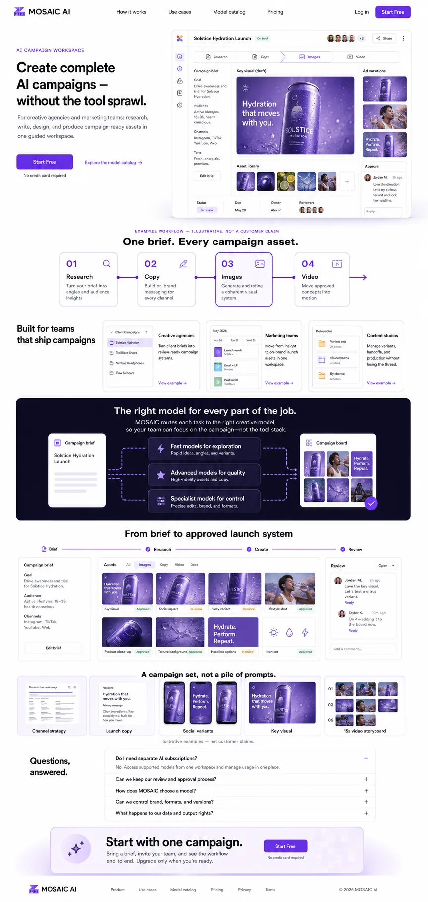 Conversion-focused Mosaic AI landing page redesign based on the approved ICP and messaging matrix